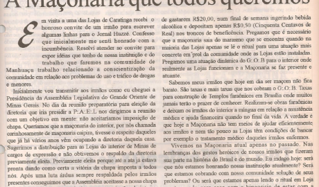 Jornal O ZZé ARLS Caratinga Livre, nº 0922 Ano I - Caratinga, 09 de Novembro de 1995 - Nº 11