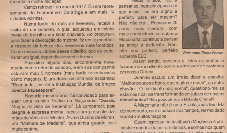 Jornal O ZZé ARLS Caratinga Livre, nº 0922 Ano III - Caratinga, Março de 1998 - Nº 26