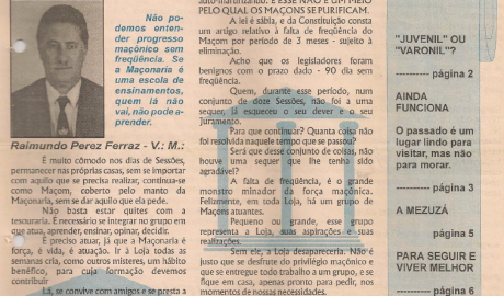 Jornal O ZZé ARLS Caratinga Livre, nº 0922 Ano VI - Caratinga, Julho de 1998 - Nº 28