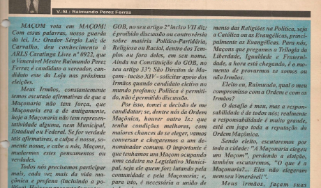 Jornal O ZZé ARLS Caratinga Livre, nº 0922 Ano VI - Caratinga, Outubro de 1999 - Nº 34