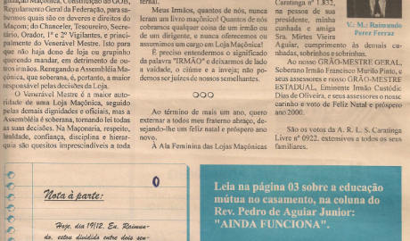 Jornal O ZZé ARLS Caratinga Livre, nº 0922 Ano VI - Caratinga, Dezembro de 1999 - Nº 35