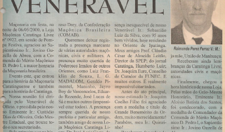 Jornal O ZZé ARLS Caratinga Livre, nº 0922 Ano VI - Caratinga, Junho de 2000 - Nº 37
