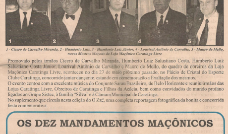 Jornal O ZZé ARLS Caratinga Livre, nº 0922 Ano X - Caratinga, Maio/Junho de 2004 - Nº 46