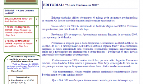 Informativo Chico da Botica - Nº 05 - 15 de abril de 2006 Ano 2 Aug∴ Resp∴ Loj∴ "Francisco Xavier Ferreira de Pesquisas Maçônicas"