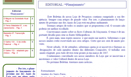 Informativo Chico da Botica - Nº 10 - 15 de setembro de 2006 Ano 2 Aug∴ Resp∴ Loj∴ "Francisco Xavier Ferreira de Pesquisas Maçônicas"