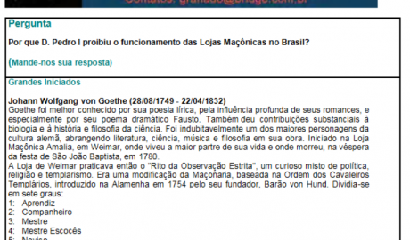 Folha Maçônica - n° 067 - 16 de dezembro de 2006 Essa edição foi disponibilizada pelo colaborador da Folha Maçônica Aquilino R. Leal