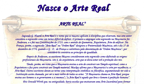 Revista Arte Real - Ed 01 - Março 2007 - Ano 1 Revista Maçônica Virtual Tratando a Cultura Maçônica com a Serenidade que merece!