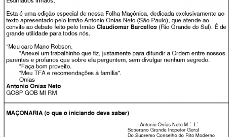 Folha Maçônica - n° 080 - 24 de março de 2007 Essa edição foi disponibilizada pelo colaborador da Folha Maçônica Aquilino R. Leal