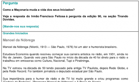 Folha Maçônica - n° 091 - 02 de junho de 2007 Essa edição foi disponibilizada pelo colaborador da Folha Maçônica Aquilino R. Leal