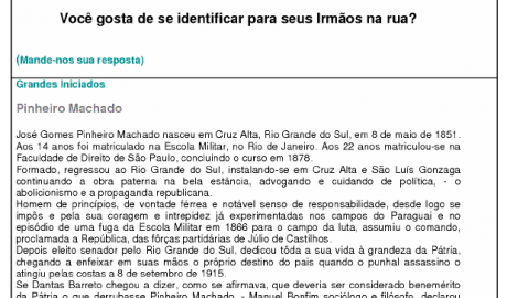 Folha Maçônica - n° 112 - 03 de novembro de 2007 Essa edição foi disponibilizada pelo colaborador da Folha Maçônica Aquilino R. Leal