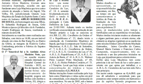 O Cruzado - Órgão Informativo da A∴R∴L∴S∴ Cavaleiros da Luz nº 18, Or∴ Itapoã - Vila Velha/ES, Jurisdicionada a G∴L∴M∴E∴E∴S∴ - Abril 2009, nº 25.