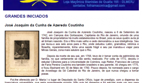 Folha Maçônica - 08 de janeiro de 2011 - Ano 6 - Edição n° 278 Essa edição foi disponibilizada pelo colaborador da Folha Maçônica Aquilino R. Leal