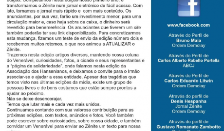 Zênite Jornal da Maçonaria de Jundiaí e Região Ano 2 Nº 3 - Abril/Maio 2011 Versão Digital