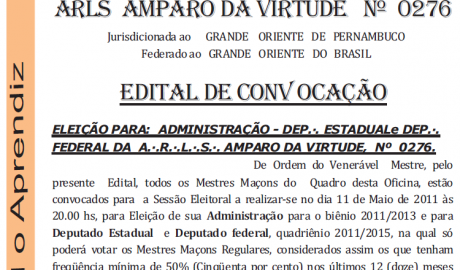 Jornal do Aprendiz - Nº 23 - Maio 2011 Ano II - ARLS Amparo da Virtude, 0276 Oriente de Pesqueira PE