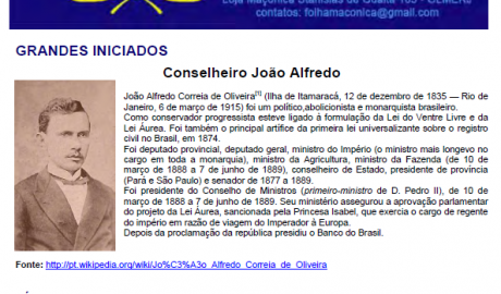 Folha Maçônica - 04 de junho de 2011 - Ano 6 - Edição n° 299 Essa edição foi disponibilizada pelo colaborador da Folha Maçônica Aquilino R. Leal