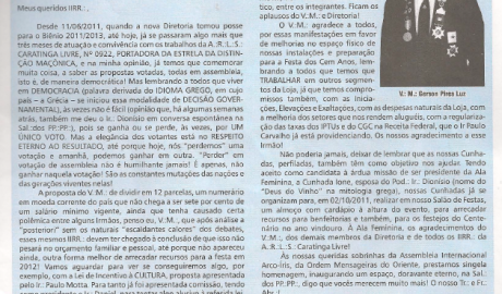 Jornal O ZZé ARLS Caratinga Livre, nº 0922 Ano XVII - Caratinga, Setembro de 2011 - Nº 86