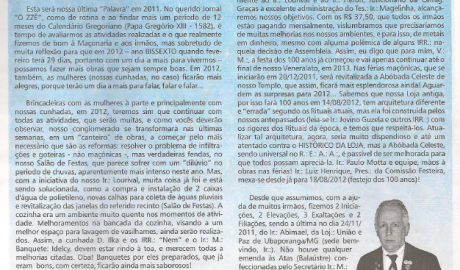 Jornal O ZZé ARLS Caratinga Livre, nº 0922 Ano XVII - Caratinga, Dezembro de 2011 - Nº 88