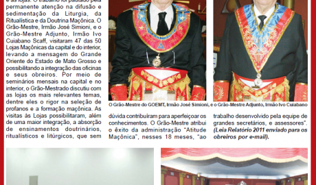Alavanca - Ano XIII- Nº 55 - Nov-Dez/2012 Jornal do Grande Oriente do Estado de Mato Grosso - GOEMT