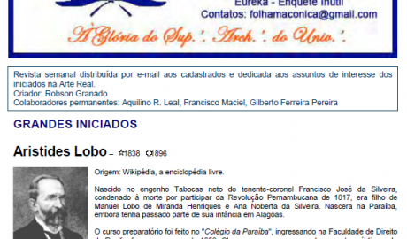 Folha Maçônica - 11 de fevereiro de 2012 - Ano 7 - Edição n° 335 Essa edição foi disponibilizada pelo colaborador da Folha Maçônica Aquilino R. Leal