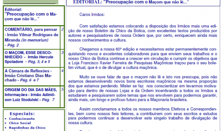 Informativo Chico da Botica - Nº 60 - 30 de Abril de 2012 Ano 08 Aug∴ Resp∴ Loj∴ "Francisco Xavier Ferreira de Pesquisas Maçônicas"