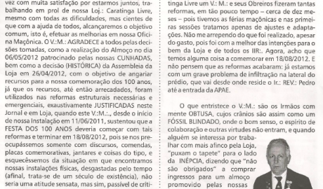 Jornal O ZZé ARLS Caratinga Livre, nº 0922 Ano XVIII - Caratinga, Maio de 2012 - Nº 90