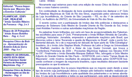 Informativo Chico da Botica - Nº 65 - 30 de setembro de 2012 Ano 08 Aug∴ Resp∴ Loj∴ "Francisco Xavier Ferreira de Pesquisas Maçônicas"