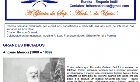 Folha Maçônica - 24 de novembro de 2012 - Ano 7 - Edição n° 376 Essa edição foi disponibilizada pelo colaborador da Folha Maçônica Aquilino R. Leal