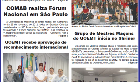 Alavanca - Ano XIV- Nº 61 - Nov-Dez/2012 Jornal do Grande Oriente do Estado de Mato Grosso - GOEMT