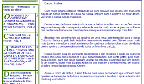 Informativo Chico da Botica - Nº 69 - 30 de abril de 2013 Ano 09 Aug∴ Resp∴ Loj∴ "Francisco Xavier Ferreira de Pesquisas Maçônicas"
