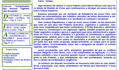 Informativo Chico da Botica - Nº 72 - 31 de julho de 2013 Ano 09 Aug∴ Resp∴ Loj∴ "Francisco Xavier Ferreira de Pesquisas Maçônicas"