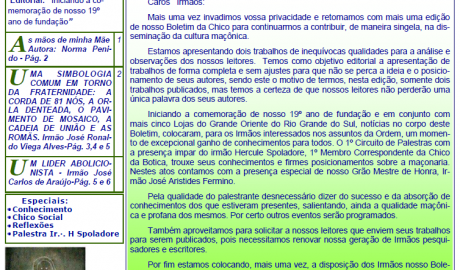 Informativo Chico da Botica - Nº 78 - 30 de abril de 2014 Ano 10 Aug∴ Resp∴ Loj∴ "Francisco Xavier Ferreira de Pesquisas Maçônicas"