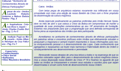 Informativo Chico da Botica - Nº 79 - 31 de maio de 2014 Ano 10 Aug∴ Resp∴ Loj∴ "Francisco Xavier Ferreira de Pesquisas Maçônicas"