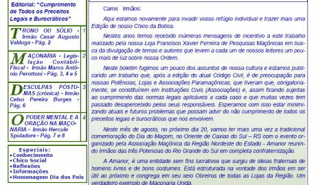 Informativo Chico da Botica - Nº 81 - 31 de julho de 2014 Ano 10 Aug∴ Resp∴ Loj∴ "Francisco Xavier Ferreira de Pesquisas Maçônicas"