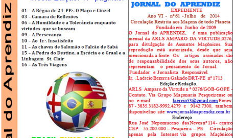 Jornal do Aprendiz - Nº 61 - Julho 2014 Ano VI - ARLS Amparo da Virtude, 0276 Oriente de Pesqueira PE