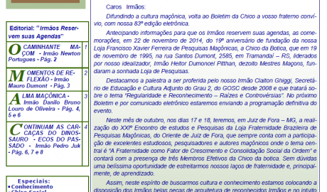 Informativo Chico da Botica - Nº 83 - 30 de setembro de 2014 Ano 10 Aug∴ Resp∴ Loj∴ "Francisco Xavier Ferreira de Pesquisas Maçônicas"