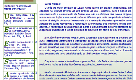 Informativo Chico da Botica - Nº 87 - 30 de abril de 2015 Ano 11 Aug∴ Resp∴ Loj∴ "Francisco Xavier Ferreira de Pesquisas Maçônicas"