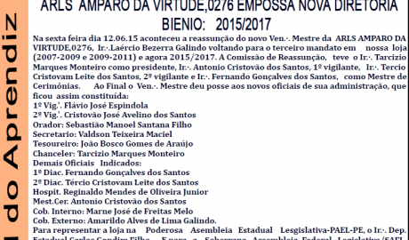 Jornal do Aprendiz - Nº 73 - Julho 2015 Ano VII - ARLS Amparo da Virtude, 0276 Oriente de Pesqueira PE