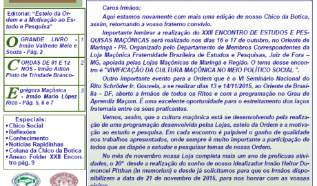 Informativo Chico da Botica - Nº 92 - 30 de setembro de 2015 Ano 11 Aug∴ Resp∴ Loj∴ "Francisco Xavier Ferreira de Pesquisas Maçônicas"