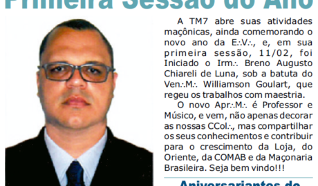 Cavaleiros da Virtude Jornal Bimestral da Aug∴ e Resp∴ Loj∴ Simb∴ Terceiro Milênio nº 7 nº 010 - Dezembro-Fevereiro 2017 "Dum alii arguunt, adiutores sumus"