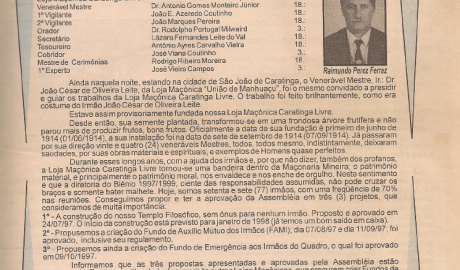 Jornal O ZZé ARLS Caratinga Livre, nº 0922 Ano III - Caratinga, Dezembro de 1997 - Nº 25