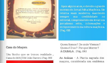 Folha Maçônica - n° 025 - Abril 2020 São Paulo - SP Registro 070J ABIM O Maior Veículo de Imprensa da Família Maçônica