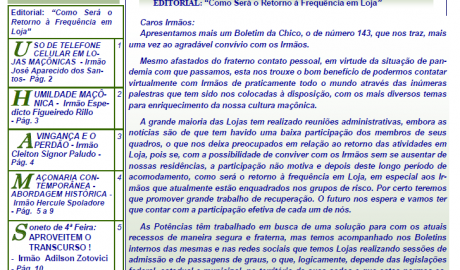Informativo Chico da Botica - Nº 143 - 31 de Maio de 2020 Ano 16 Aug∴ Resp∴ Loj∴ "Francisco Xavier Ferreira de Pesquisas Maçônicas"