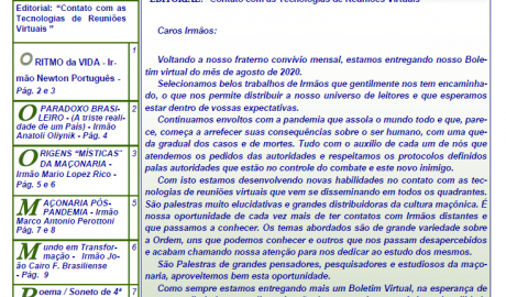 Informativo Chico da Botica - Nº 146 - 31 de Agosto de 2020 Ano 16 Aug∴ Resp∴ Loj∴ "Francisco Xavier Ferreira de Pesquisas Maçônicas"