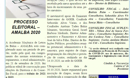 Publicação Mensal da  AMALBA, Academia Maçônica de Letras da Bahia, Ano V, Novembro 2020, Número 46