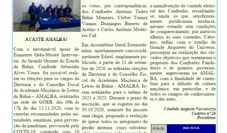 Publicação Mensal da  AMALBA, Academia Maçônica de Letras da Bahia, Ano V, Dezembro 2020, Número 47