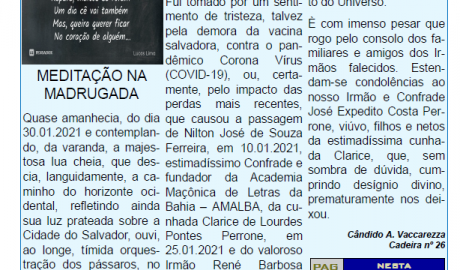 Publicação Mensal da  AMALBA, Academia Maçônica de Letras da Bahia, Ano VI, Fevereiro 2021, Número 49