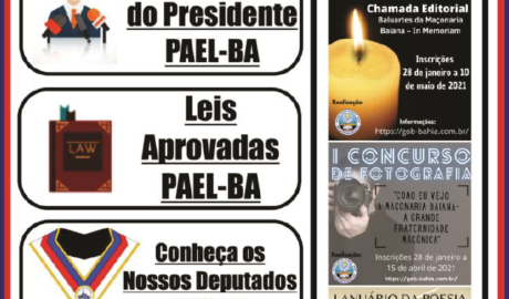 O Parlamento PAEL-BA N.º 01 - Fevereiro de 2021 Informativo da Poderosa Assembleia Estadual Legislativa do Estado da Bahia - PAEL BA
