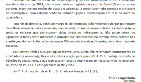 Boletim Digital ARLSB Álvaro Mendes Nº 2.139 Abril/2022