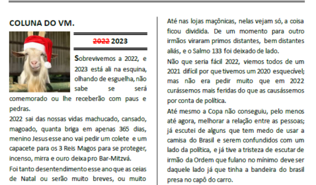 Bode News Uma Publicação da ARLS Genesis 2843 - Oriente de São Paulo 05/12/2022 - Edição N.º 32 - Ano 2022
