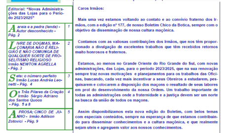 Informativo Chico da Botica - Nº 177 - 31 de maio de 2023 Ano 19 Aug∴ Resp∴ Loj∴ "Francisco Xavier Ferreira de Pesquisas Maçônicas"